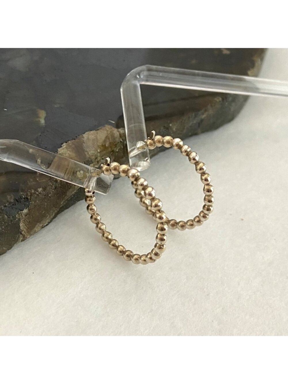Izabel Chamille Gold Plated Sterling Silver 925 Bead Ball Bubble Hoop Earrings